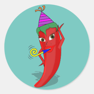 Sticker Rond Red Hot Pepper Diva Anniversaire Célébration Perso