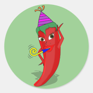 Sticker Rond Red Hot Pepper Diva Anniversaire Célébration Perso