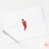 Sticker Rond Red Hot Pepper Diva Avec Casquette Santas (Enveloppe)