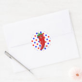 Sticker Rond Red Hot Pepper Diva Rouge Bleu Pois (Enveloppe)