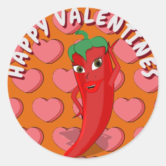 Sticker Rond Red Hot Pepper Diva Valentines (Devant)
