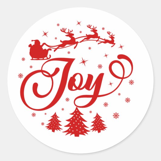 Sticker Rond Red Joy Script Noël Holiday (Devant)