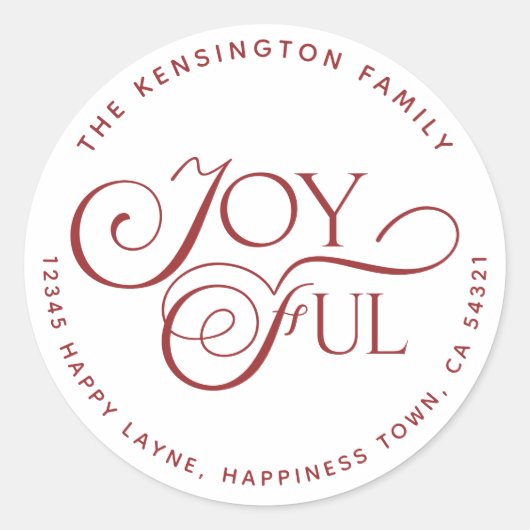 Sticker Rond Red Joyful moderne Adresse de retour (Devant)