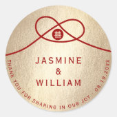 Sticker Rond Red Knot Union Double Bonheur Mariage chinois (Devant)
