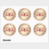Sticker Rond Red Knot Union Double Bonheur Mariage chinois (Feuille)
