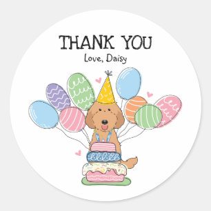 Sticker Rond Red Labradoodle Anniversaire Favoriser Tags Sticke