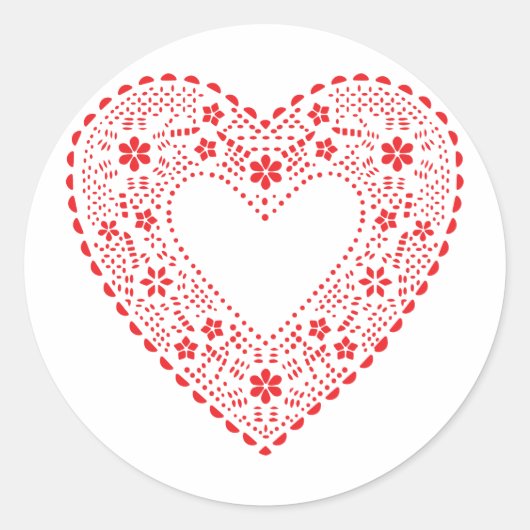 Sticker Rond Red Lace Heart (Devant)