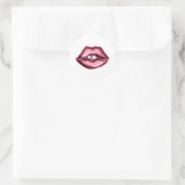 Sticker Rond Red Lips Kiss Hearts (Sac)