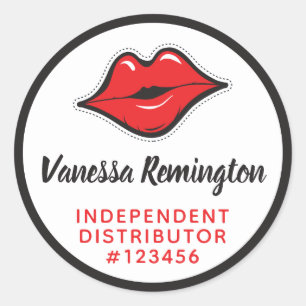 Sticker Rond Red Lips Kiss Lipstick & Beauty Distributeur Perso