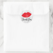 Sticker Rond Red Lips Marbre blanc moderne Merci (Sac)