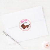 Sticker Rond Red Long Haired Dachshund 1 (Enveloppe)
