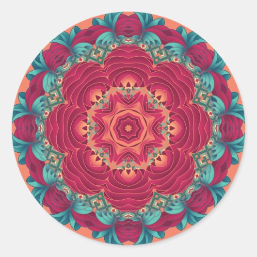 Sticker Rond Red Lotus Mandala (Devant)