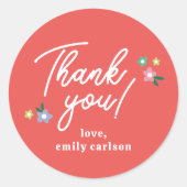 Sticker Rond Red Love Bug Floral Baby Girl Douche (Devant)