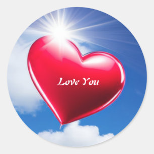 Sticker rond Red Love Heart Classic