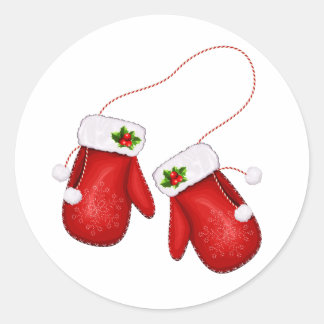 Sticker Rond Red Mittens