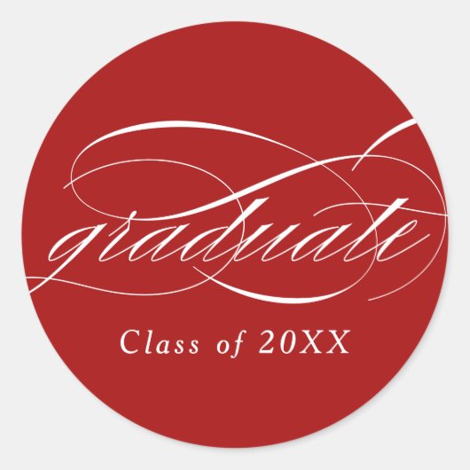 Sticker Rond Red Modern Elegant Script Graduation (Devant)