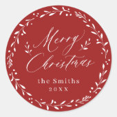 Sticker Rond Red Modern script Joyeux cadeau de Noël (Devant)