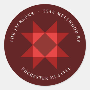 Sticker Rond Red Nordic Star Christmas Adresse de retour