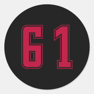Sticker Rond Red Number 61 Team Junior Sports Numéroté Uniforme