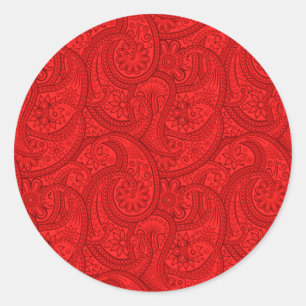 Sticker Rond Red Paisley