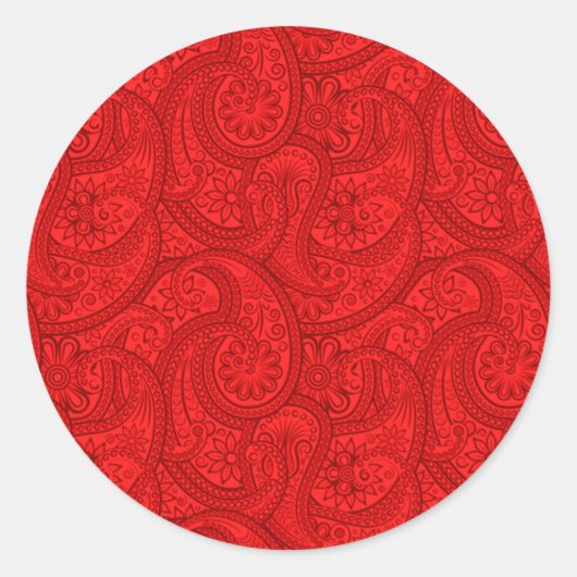 Sticker Rond Red Paisley (Devant)
