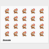 Sticker Rond Red Panda Christmas Winter Animaux Red Pandas Clas (Feuille)