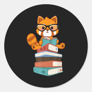 Sticker Rond Red Pandas Livre Bookworm Red Panda Reader