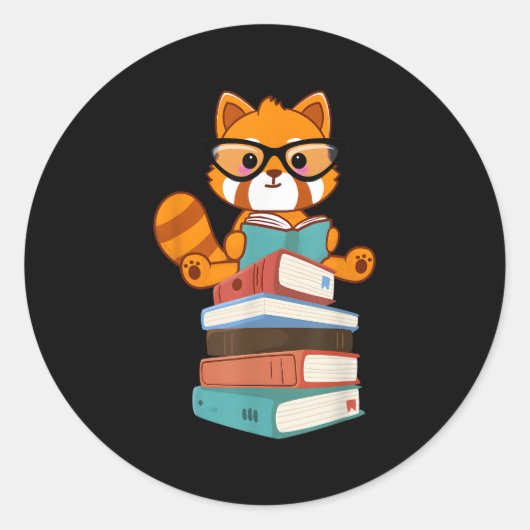 Sticker Rond Red Pandas Livre Bookworm Red Panda Reader (Devant)