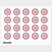 Sticker Rond Red Plaid | MERCI (Feuille)