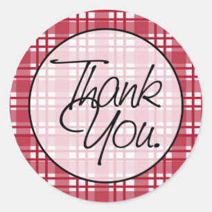 Sticker Rond Red Plaid   MERCI