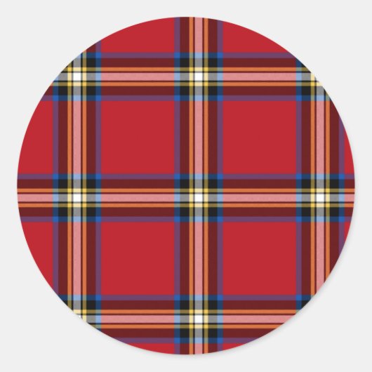Sticker Rond Red Plaid, Royal Stewart Tartan (Devant)