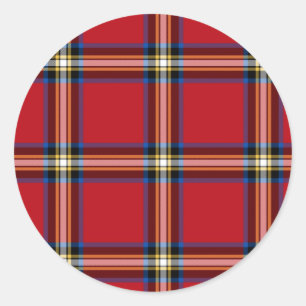 Sticker Rond Red Plaid, Royal Stewart Tartan