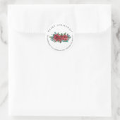 Sticker Rond Red Poinsettia Classic Joyeux Noël Adresse (Sac)