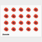 Sticker Rond Red Poppy (Feuille)