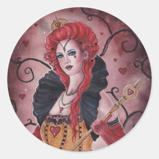 Sticker Rond Red queen imaginaire art par Renee Lavoie (Devant)