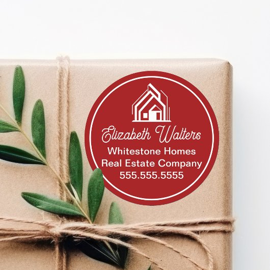 Sticker Rond Red Real Estate Company Customized Realtor