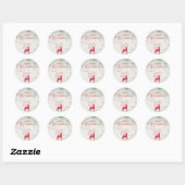 Sticker Rond Red Reindeer Silver Snowflakes Green Christmas (Feuille)