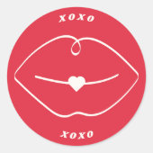 Sticker Rond Red Retro XOXO Lips Valentine (Devant)