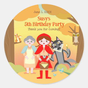 Sticker Rond Red Riding Hood Fête d'anniversaire
