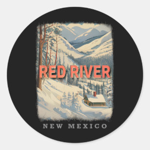 Sticker Rond Red River Nouveau-Mexique Nm Skiing Extravaganza S