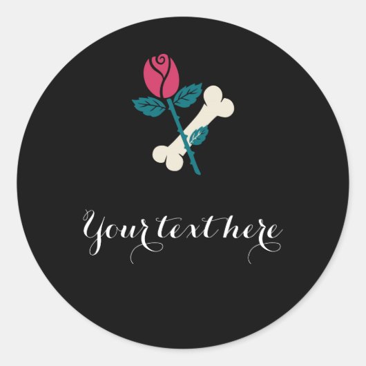 Sticker Rond Red Rose & Bone Dia de Los Muertos Halloween Party (Devant)