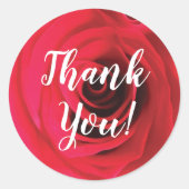 Sticker Rond Red rose bud merci texte de calligraphie (Devant)