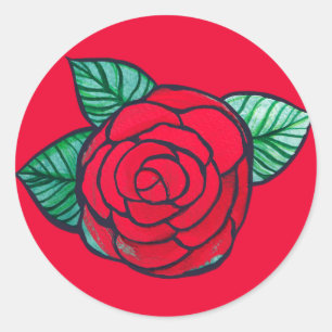 Sticker Rond Red Rose Gardeners art rétro roses