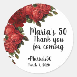 Sticker Rond Red Rose party faveur de l'autocollant