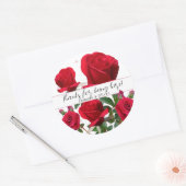 Sticker Rond Red Roses Mariage Merci clients Favoriser les auto (Enveloppe)