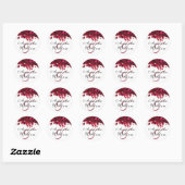 Sticker Rond Red Roses Mariage personnalisé (Feuille)
