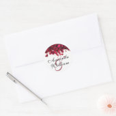 Sticker Rond Red Roses Mariage personnalisé (Enveloppe)