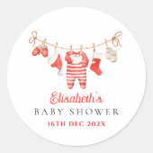 Sticker Rond Red Santa Baby Baby Shower (Devant)