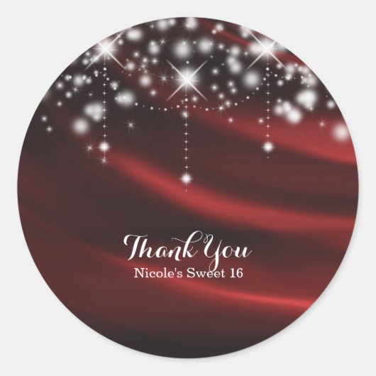 Sticker Rond Red Silk & Sparkle Glam Hollywood Custom Favoriser (Devant)