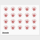 Sticker Rond Red Simple Snowflake Joyeux Noël (Feuille)